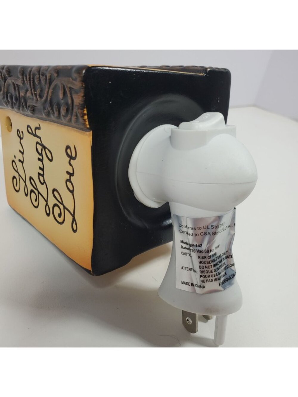 Scentsy Live Laugh Love Plug-In Wax Warmer Ceramic Beige Bronze Brown Tan - Picture 13 of 14
